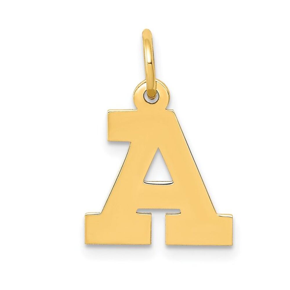 14k Yellow Gold, Amanda Collection, Small Block Initial A Pendant